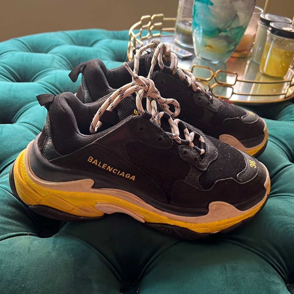Like new balenciagas triple S,  Black and yellow. Super comfy